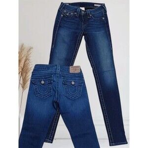 True Religion Serena Women's Skinny Flap Pockets Stretch Jeans Size 25 USA Made